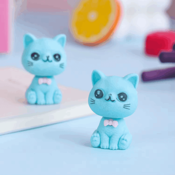 Borracha Fofa 3D Ponteira Gatinho - PACOTE 6 UND