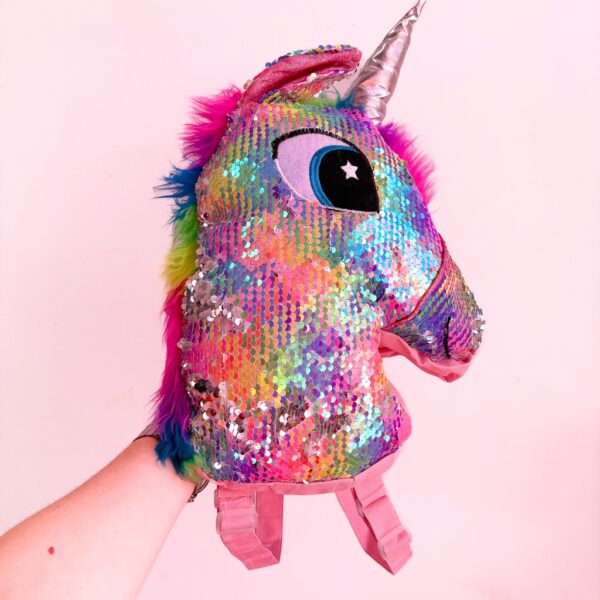 Mochila Pelúcia Unicórnio Color Lantejoulas