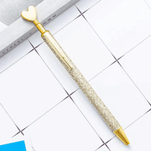 Caneta Metálica LUXO Clic Coração Glitter  - IMPORTADO - UND SORTIDA