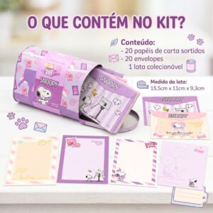 Lata Colecionável de Metal com Cartas e Envelopes Snoopy - DAC