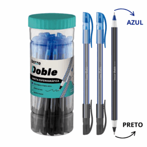 Caneta Esferográfica Doble Azul e Preto 1.0mm - TRIS BAZZE - POTE 24 UND