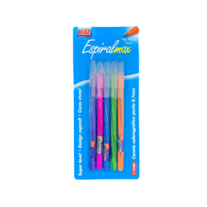 Caneta Esferográfica 0.7mm Espiral Max 5 Cores KAZ - BLISTER