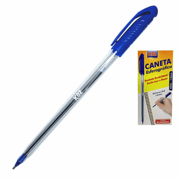Caneta Esferográfica 1.0 mm Azul Glossy KAZ - CX 50 UND