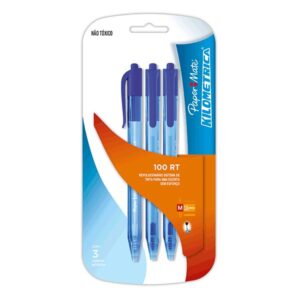 Caneta Papermate Kilometrica 100 RT - Blister c/3 Azul