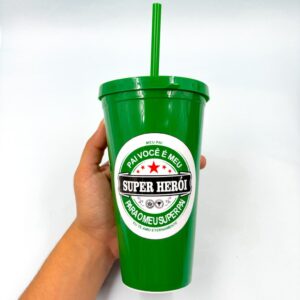 Copo Plástico c/ Canudo 600 Ml Pai