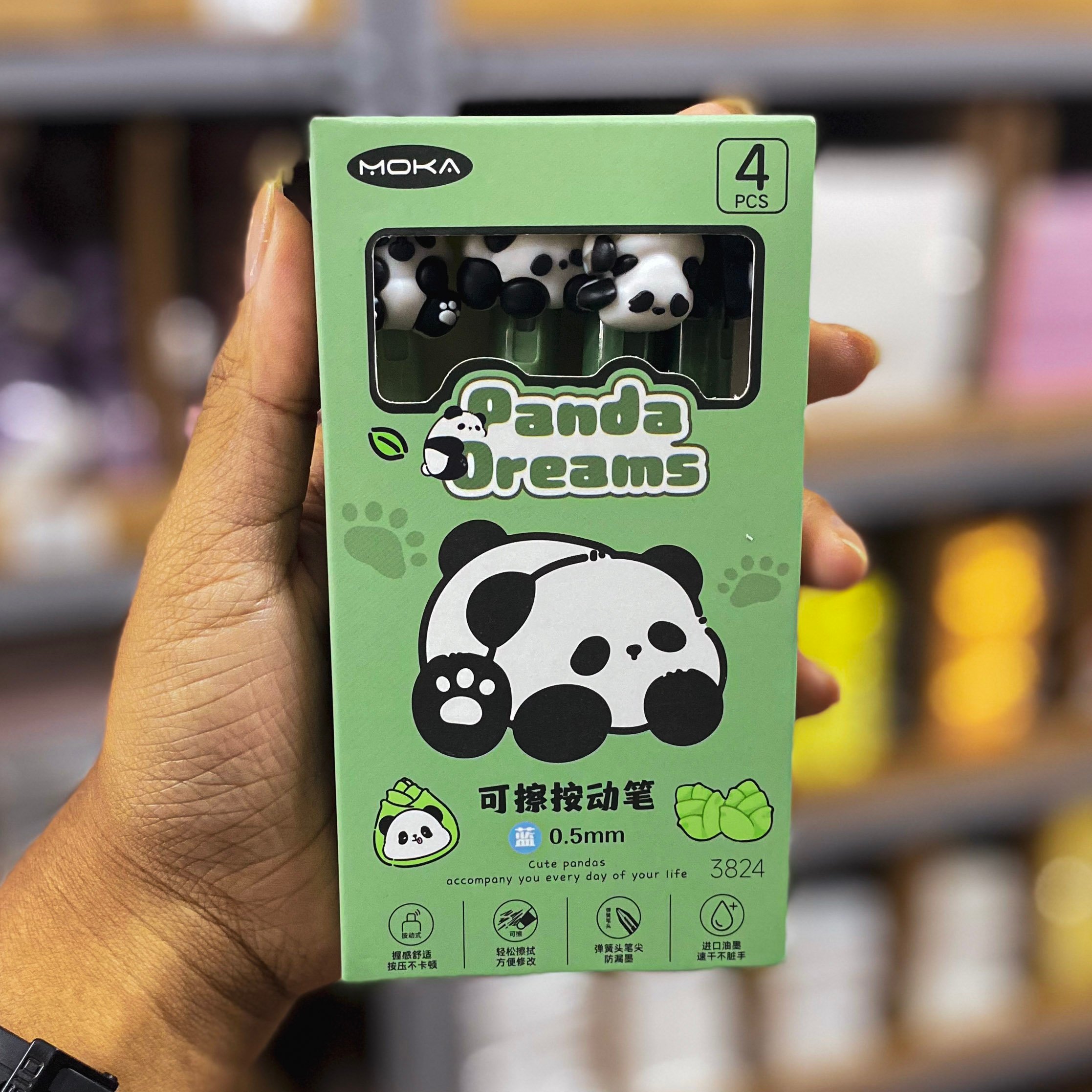 Kit Caneta Premium Apagável Panda Love  4 UND - IMPORTADO - BLISTER