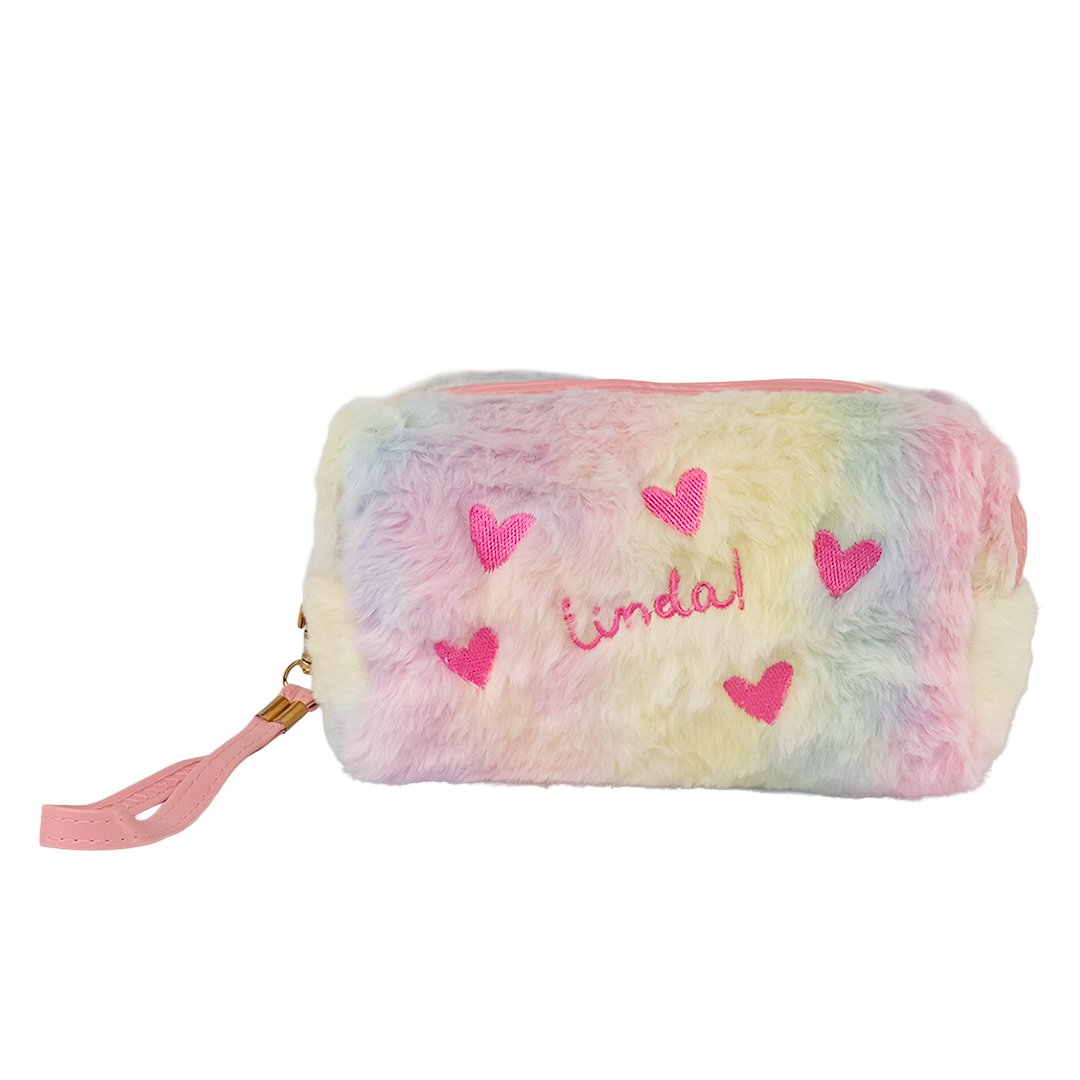 Estojo Necessaire Pelúcia "Linda" 20x13x10cm - Florie