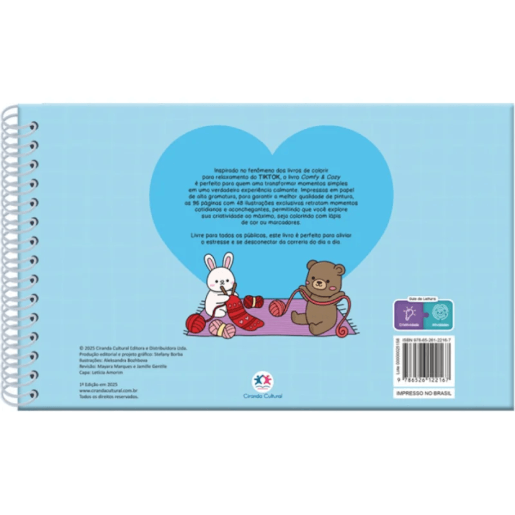 KIT Livro de Colorir Comfy and Cozy Blue - CIRANDA + 10 CANETAS TOUCH
