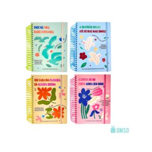 Caderno A5 Espiral Pautado Floresça 5,4x21,2cm 160 folhas - UNISO - UND