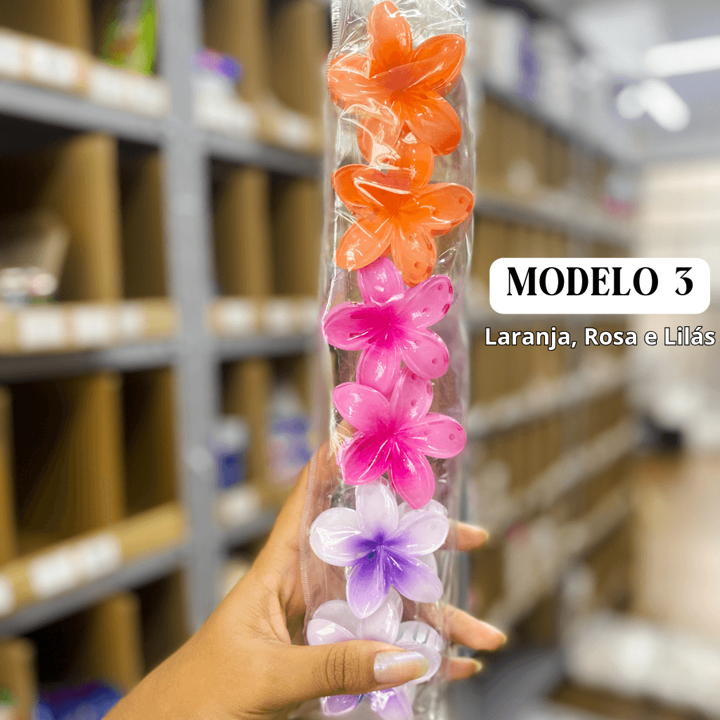 Presilha Piranha Flor 6 cm - IMPORTADO - PACOTE 6 UND