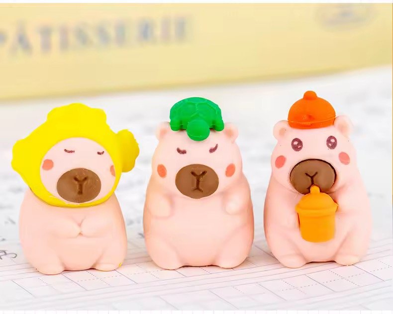 Borracha Fofa 3D Capivara - IMPORTADO - PACOTE 6 UND