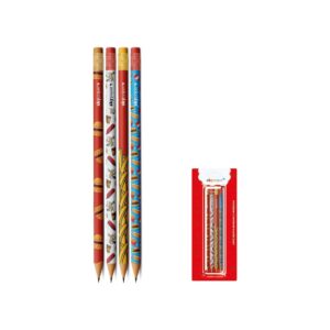 Kit 4 Lápis Grafite HB c/ Borracha Fast Food - SKYPAPER - BLISTER