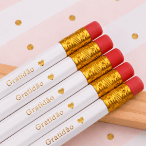 Lápis Hb Frases Branco GRATIDÃO - IMPORTADO - BLISTER 6 UND