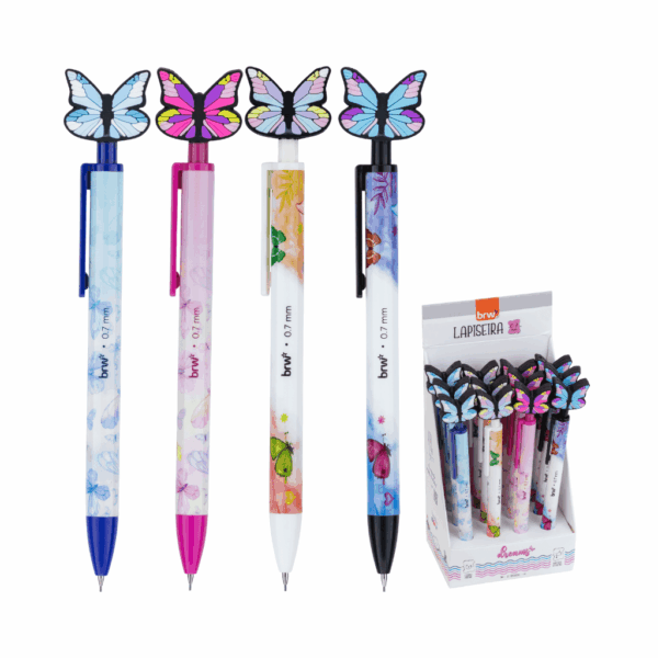 Lapiseira Plástica Divertida 0.7mm Borboleta Dreams - BRW - 4 UND