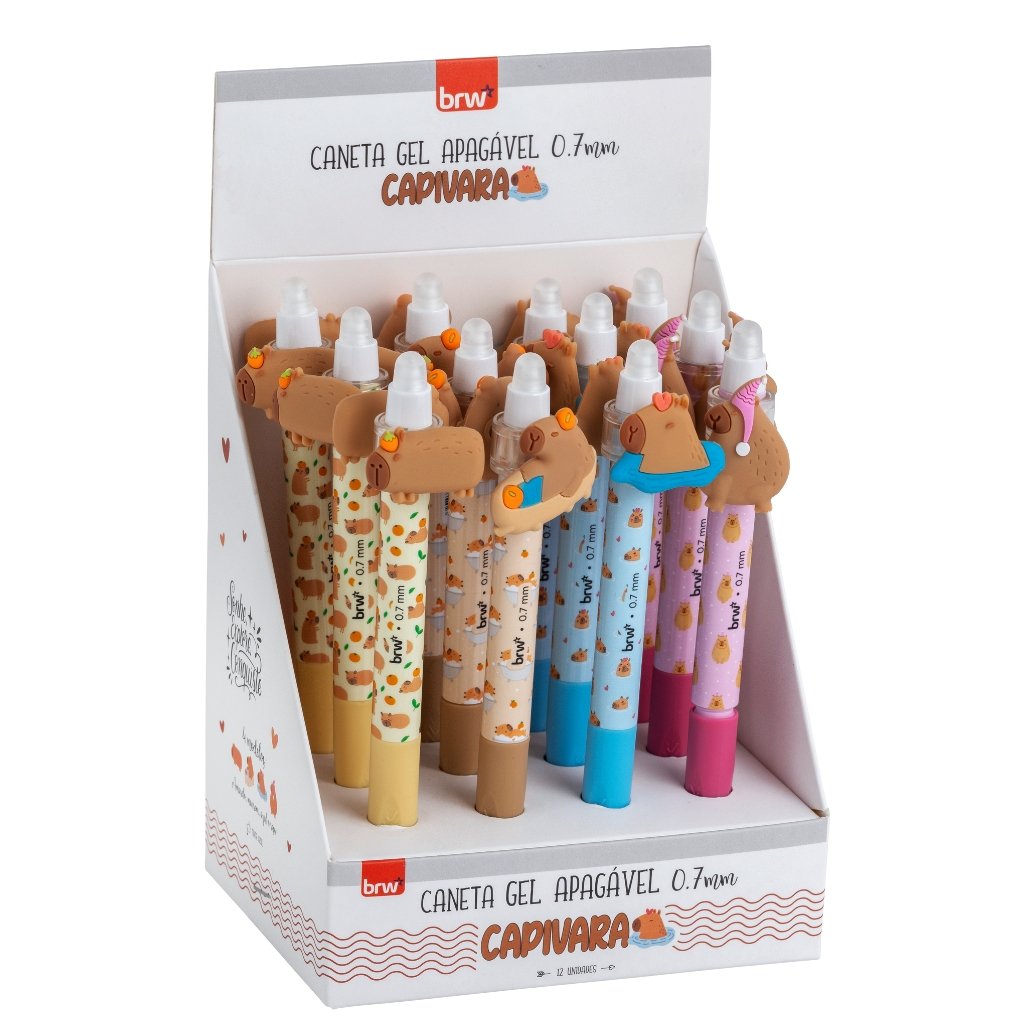 Caneta Esferográfica Gel Apagável 0.7 mm Gira-gira Capivara - BRW - UND