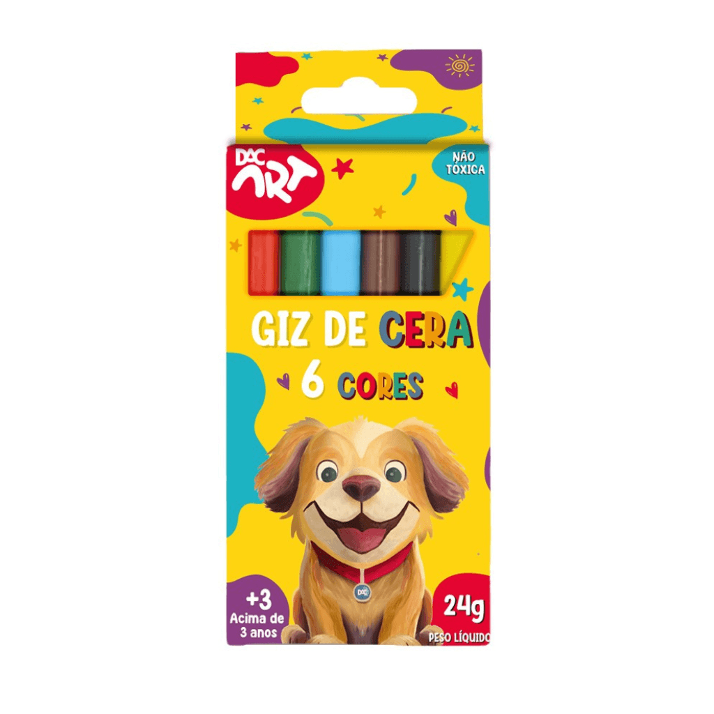 Giz de Cera Fino 6 Cores - DAC ART - BLISTER