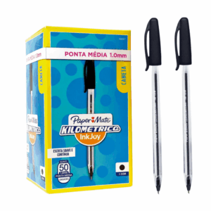Caneta Kilométrica 100 PRETA 1.0mm - PAPER MATE - CX 50 UND