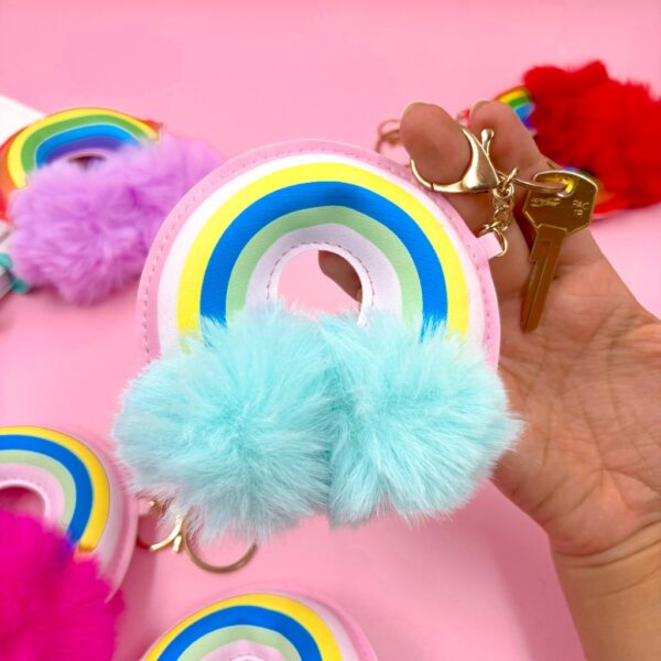 Chaveiro Premium Arco iris Pompom - Pacote 3 Und