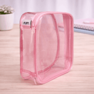 Estojo Porta Objetos Transparente Clean ROSA - FOFY - UND