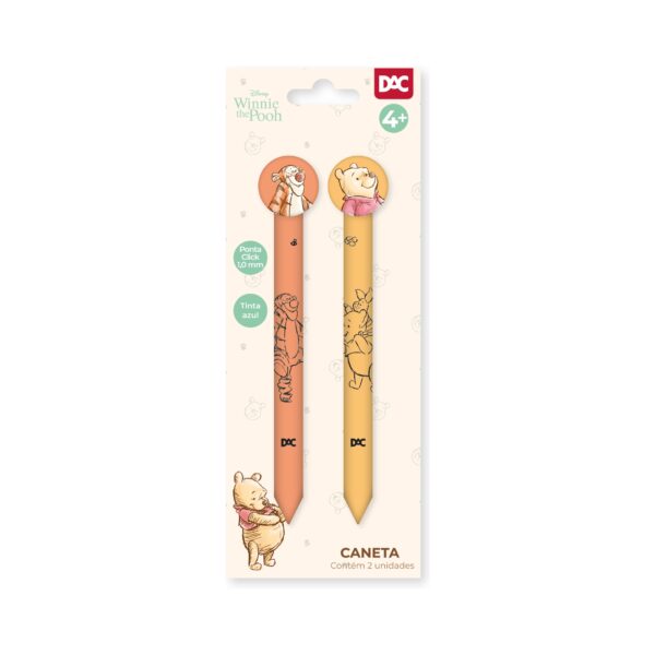 Kit Caneta Esferográfica com Topper ABS 2 Canetas Ursinho Pooh - DAC