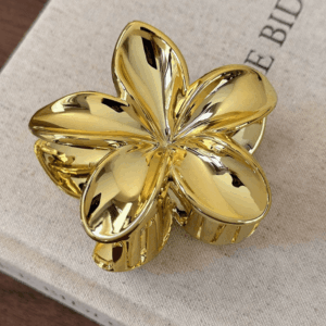 Presilha Piranha Flor Dourado/Prata Metalizada 6 cm - IMPORTADO - UND