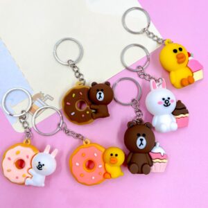 Chaveiro Fofo Bichinhos Donuts - Pacote 4 Und