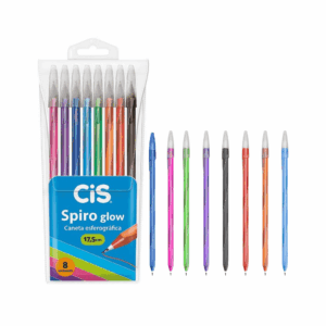 Caneta Esferográfica Spiro Glow 8 Cores - CIS - BLISTER