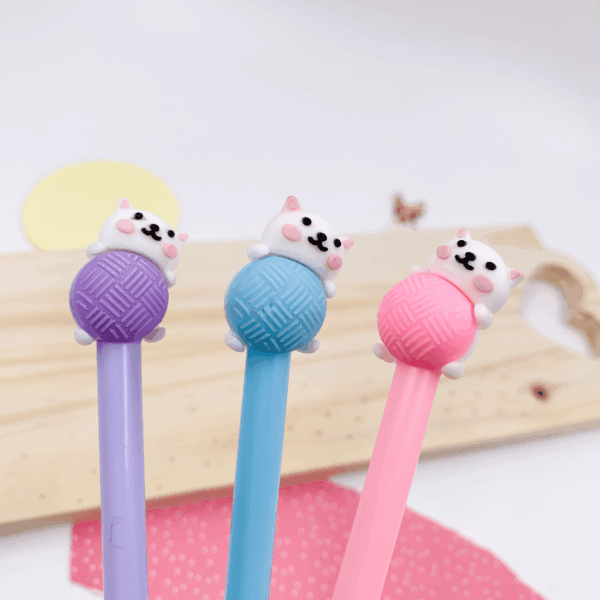 Caneta Fofa Gatinho Novelo - PACOTE 6 UND