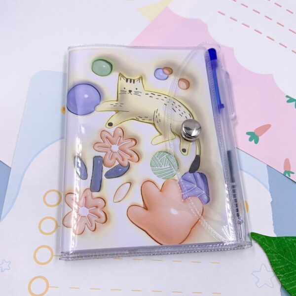 Mini Caderno Gatinho Capa c/ Fechamento e Mini Caneta - UND