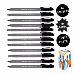Caneta Kilométrica 100 Ponta Fina 0.7mm PRETA - PAPER MATE - 12 UND