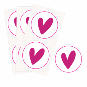 Adesivo Lacre Coração Fofo ROSA  - PACOTE 100 UND