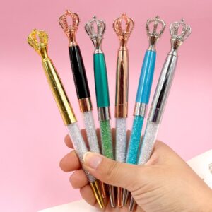 Caneta Luxo Coroa Color Pedrinhas - Kit 4 Und