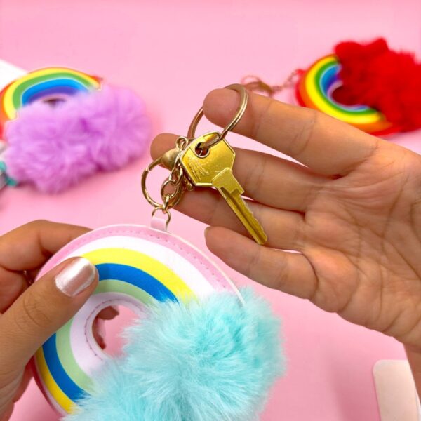 Chaveiro Premium Arco iris Pompom - Pacote 3 Und