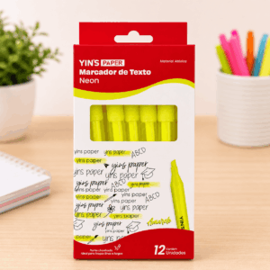 Marca Texto Neon Amarelo - YINS PAPER - CX 12 UND