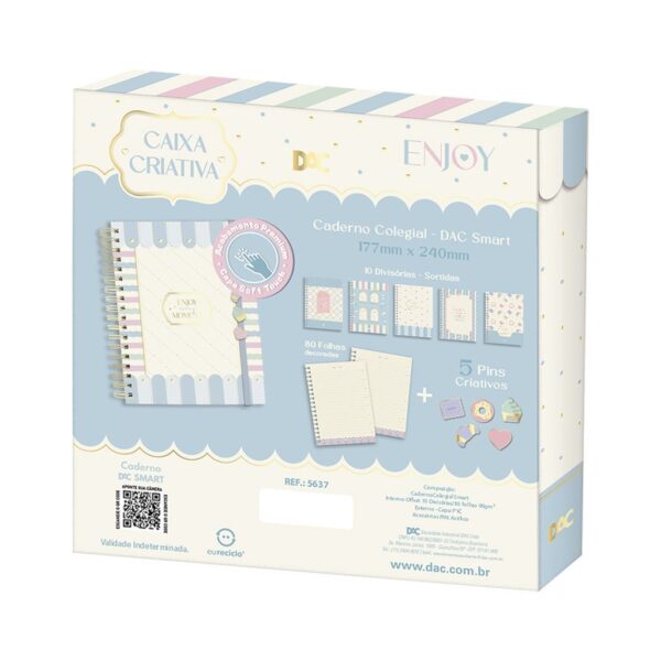 Caixa Criativa  Enjoy ( Caderno Colegial Smart + 5 Pins) - DAC