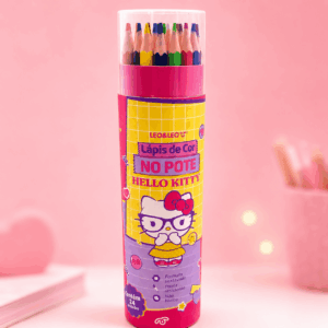Lápis de Cor Sextavado Hello Kitty - LEO E LEO - POTE 24 CORES