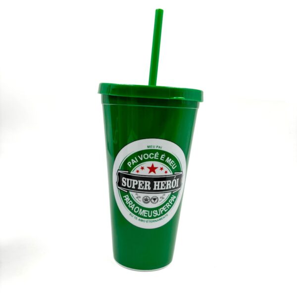Copo Plástico c/ Canudo 600 Ml Pai
