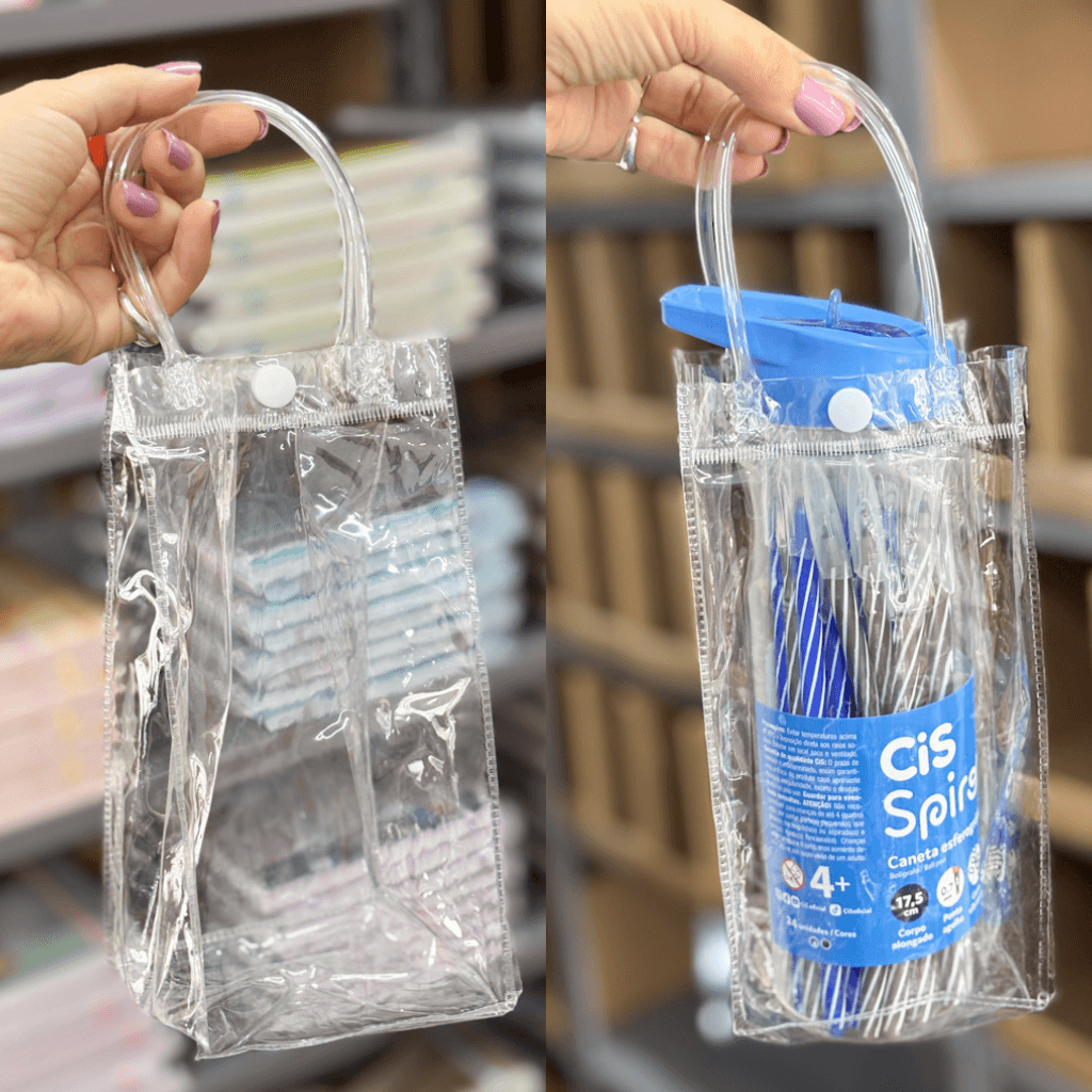 Embalagem Bolsa Presenteável Transparente c/ Botão P ALTA 20x10cm - IMPORTADO - UND