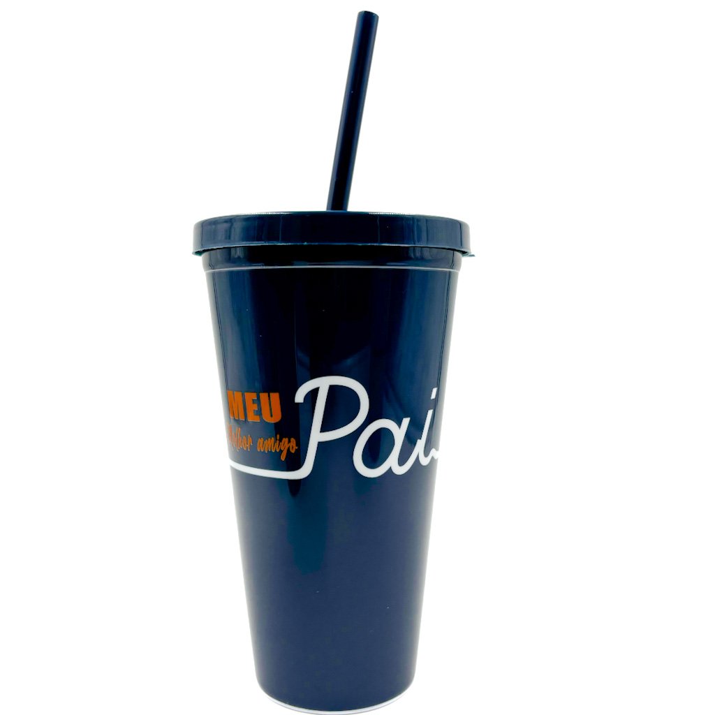 Copo Plástico c/ Canudo 600 Ml PAI Sortido - UND