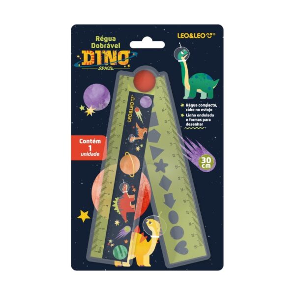 Régua Dobrável 15cm/30cm Dino Space - Blister 1 Und