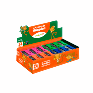 Apontador Simples Retangular Colorido LEO E LEO - CX 24 UND