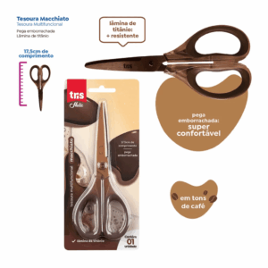 Tesoura Multifuncional Holic Coffee 17,5 cm - TRIS - BLISTER
