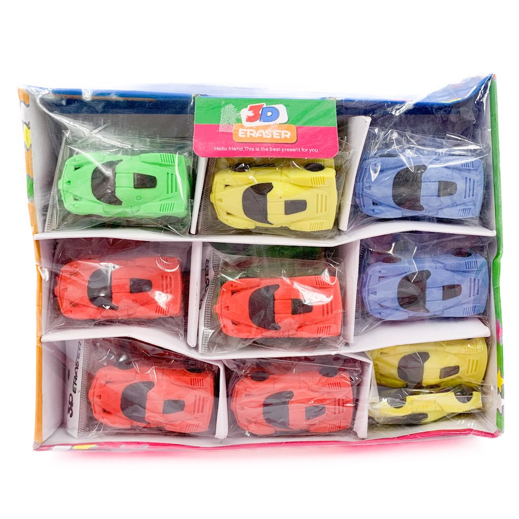 Borracha Fofa 3D Carros - IMPORTADA - PACOTE 6 UND