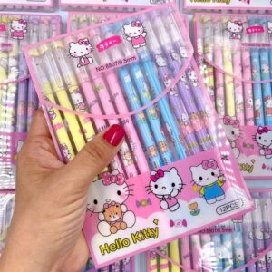 Caneta Apagável Estampada Hello Kitty - Blister 12 Und