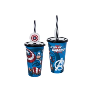 Copo Refri c/ Pin Capitão América 500 ml - PLASÚTIL - UND