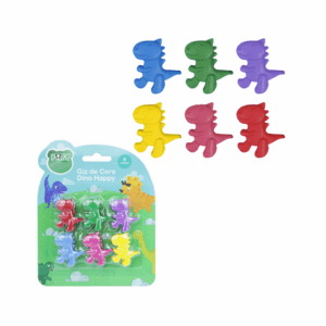 Giz de Cera Dino Happy 6 Cores - FOFY - BLISTER