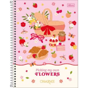 Caderno Universitário Espiral Flores CHARME 1 M 80 Fls - TILIBRA - UND