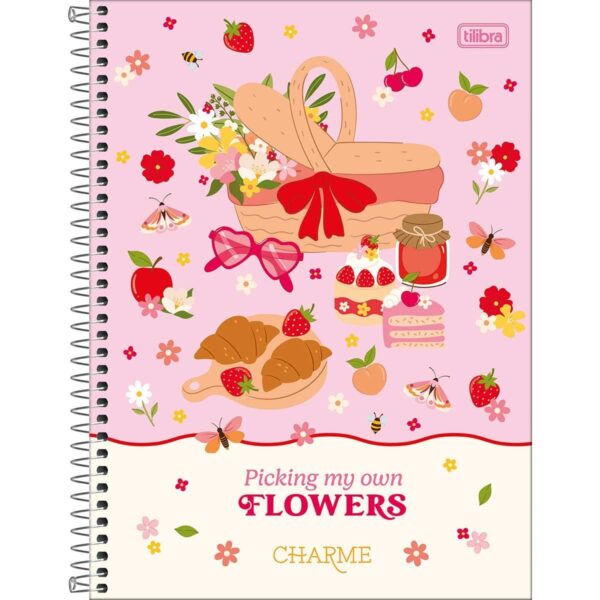 Caderno Universitário Espiral Flores CHARME 1 M 80 Fls - TILIBRA - UND