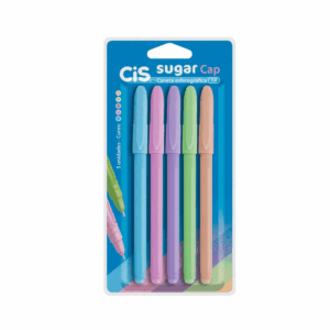 Caneta Esferográfica Sugar Cap 1.0mm 5 und - CIS - BLISTER