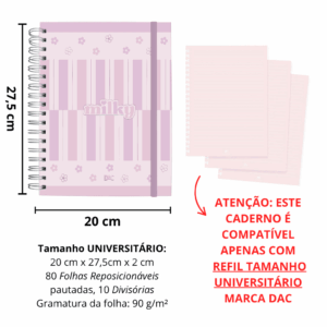 Caderno Smart Universitário 10 Divisórias Milky 80 fls - DAC